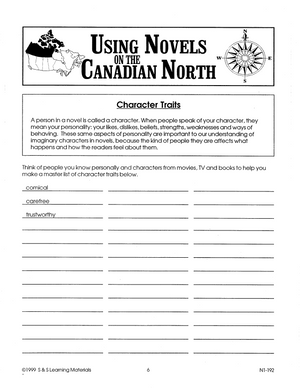 Using Canadian Novels North - "A Guided - Independent Novel Study" Grades 7-9