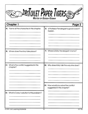 Toilet Paper Tigers: Novel Study Guide Gr. 4-6