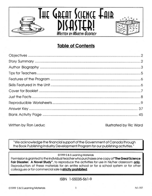 The Great Science Fair Disaster, by Martyn Godfrey Lit Link Gr. 7-8