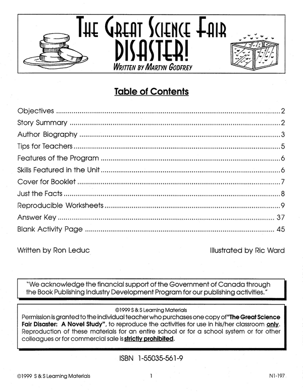 The Great Science Fair Disaster, by Martyn Godfrey Lit Link Gr. 7-8