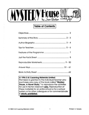 Mystery House: Novel Study Guide Gr. 4-6