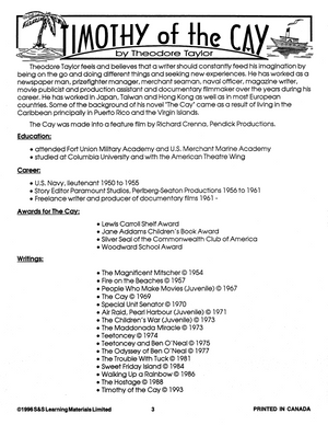 Timothy of the Cay, by Theodore Taylor Novel Study Guide Gr. 7-8