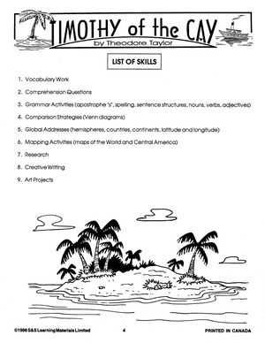 Timothy of the Cay, by Theodore Taylor Novel Study Guide Gr. 7-8