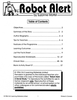 Robot Alert: Novel Study Guide Gr. 4-6