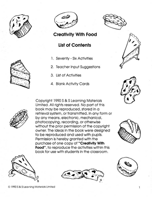 Creativity with Food Grades 4-8 - develope critical thinking and literacy skills