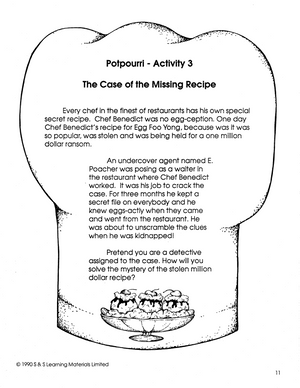 Creativity with Food Grades 4-8 - develope critical thinking and literacy skills