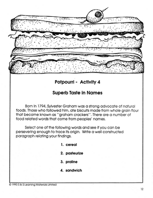 Creativity with Food Grades 4-8 - develope critical thinking and literacy skills