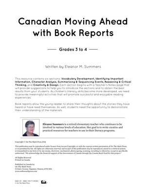 Canadian Moving Ahead with Book Reports Grades 3-4