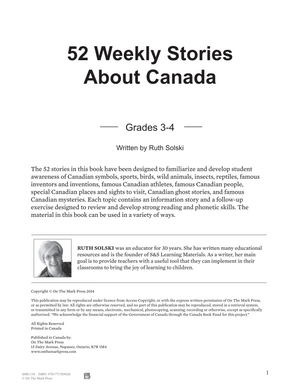 52 Weekly Nonfiction Stories About Canada Grades 3-4