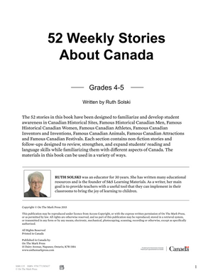 52 Weekly Nonfiction Stories About Canada Grades 4-5