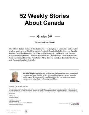 52 Weekly Nonfiction Stories About Canada Grades 5-6