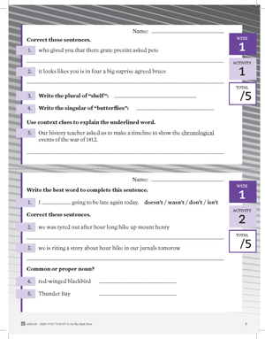 Canadian Daily Language Activities Grade 6