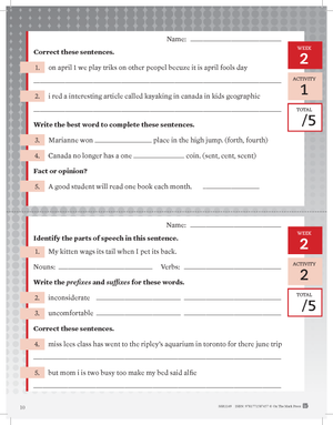 Canadian Daily Language Activities Grade 6