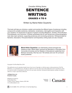 Sentence Writing - Canadian Writing Series Gr. 4-6
