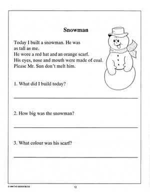 Snow- An Integrated Theme Unit Grade 1