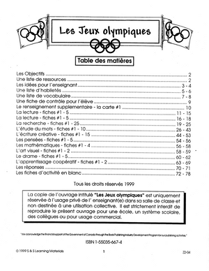 Les Jeux Olympiques 4e à 6e année